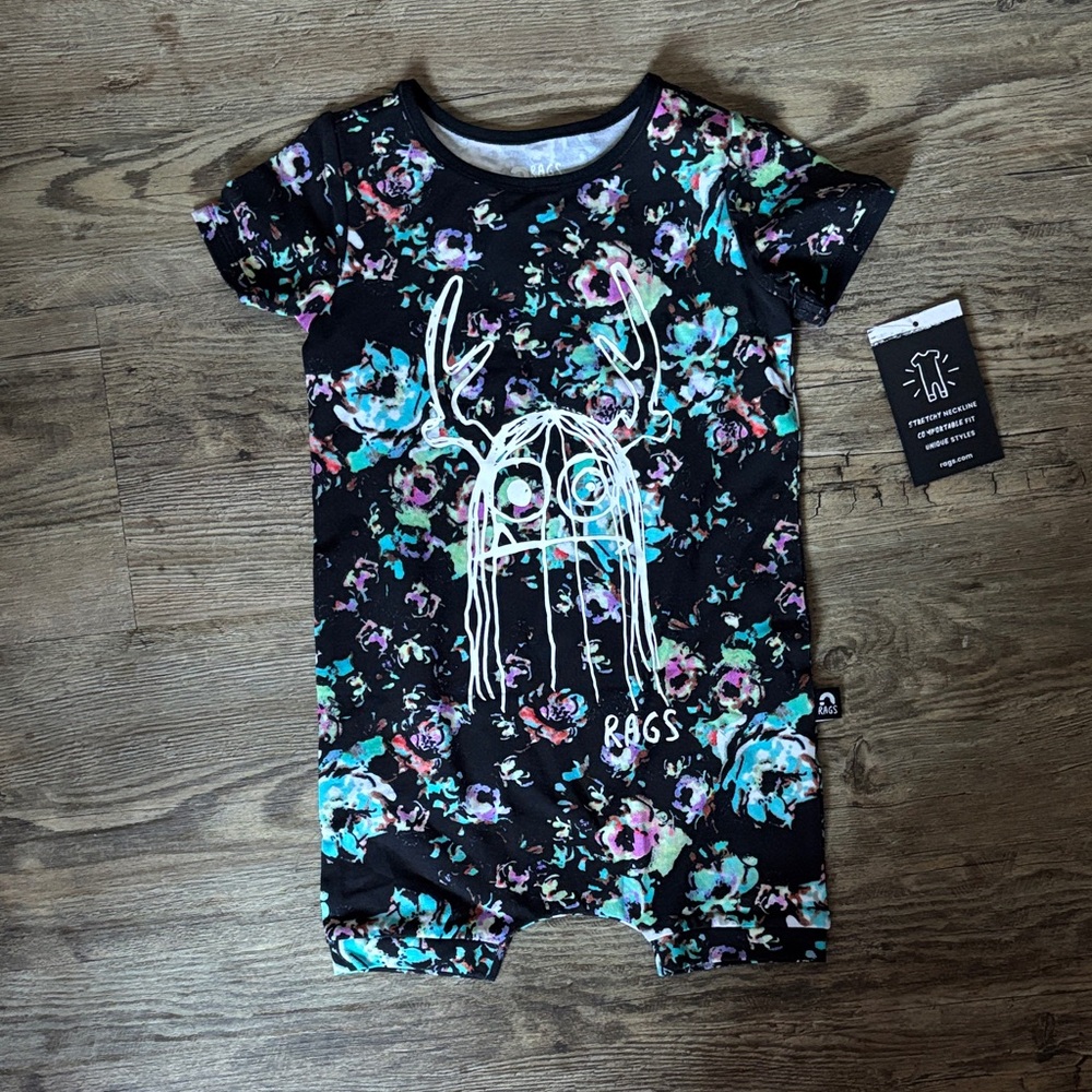 Rags to Raches Black Floral Bodysuit